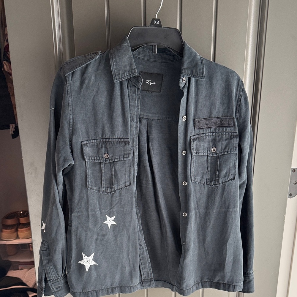 Rails Military Charcoal Shirt with Star Details